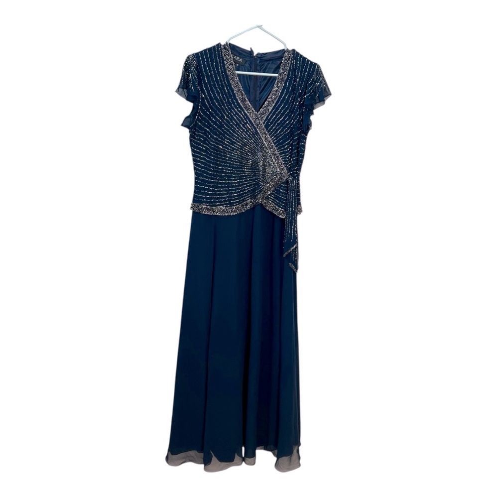 JKARA Elegant Navy Blue Beaded Formal Gown Mother of Bride Wedding Guest VTG - Picture 2 of 11